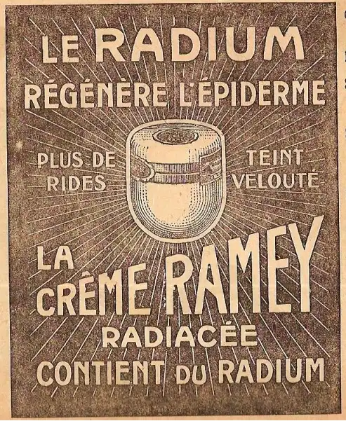 Radium épiderme radioactif - publicité années 50